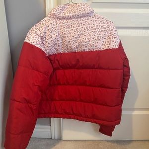 GUESS puffer jacket red and white